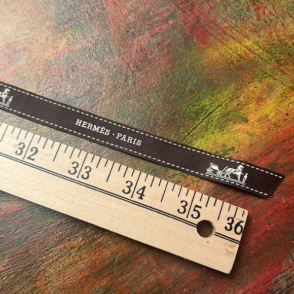 Hermes Hook Bracelet Jumbo Metal Logo Silver Color Brown Leather Chocker 15" - Picture 12 of 13